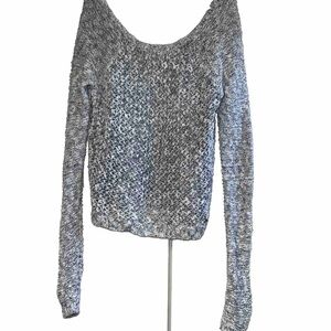 Abercrombie and Fitch Sweater Womens White Small Netted Stitch Coastal Boat Neck
